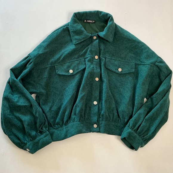 Shein Lune Corduroy forest green button jacket size M - Picture 8 of 8
